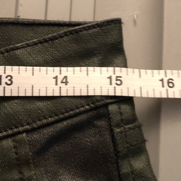 Rich & Skinny Size 30 dark green coated jeans skinny leg with black tux stripe - Picture 12 of 16